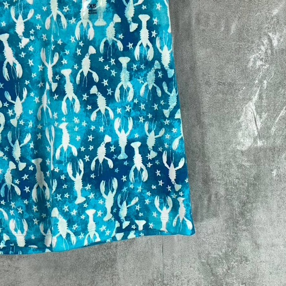 Karen Scott Women's Aqua Oasis Lobster Love Printed V-Neck Short-Sleeve Top SZXS - Picture 6 of 11